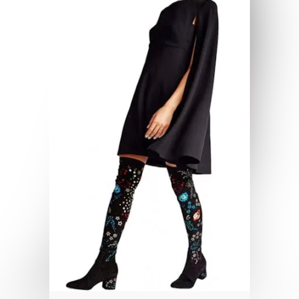 💙VALENTINO GARAVANI ASTRO Boots Suede Stretch printed navy blue